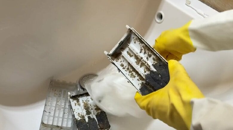 2カ月放置した洗濯槽には黒カビがびっしり！