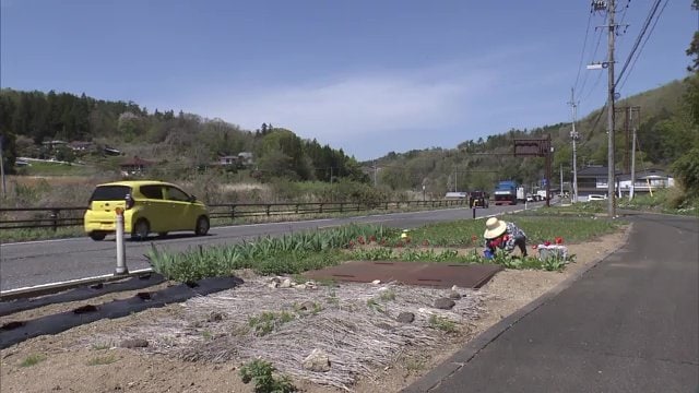 国道沿い200ｍを花で彩る