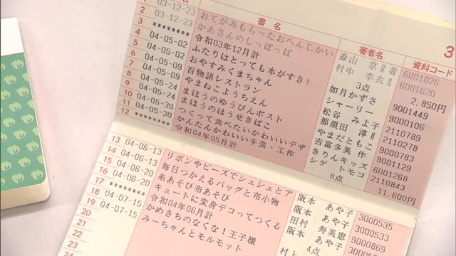借りた日付や本のタイトル 毎月借りた本の総額まで表示