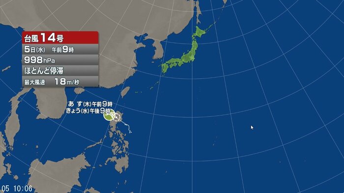 台風14号の進路予想図