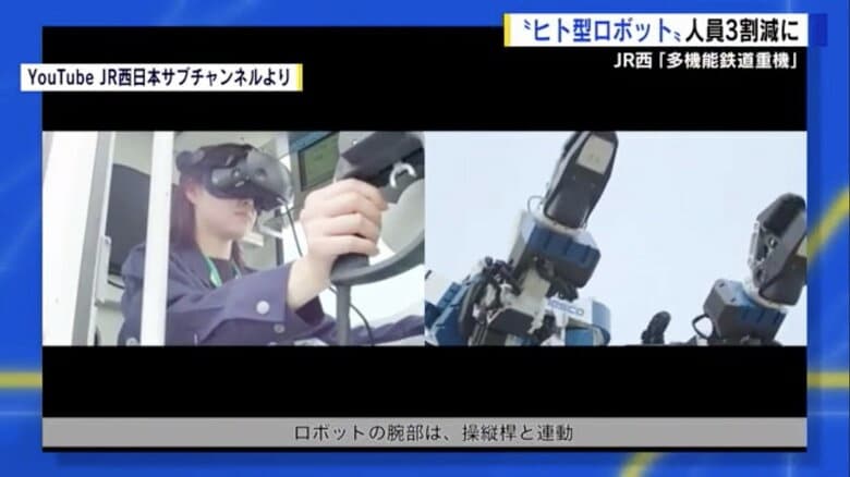 ロボットのアームは操縦かんと連動