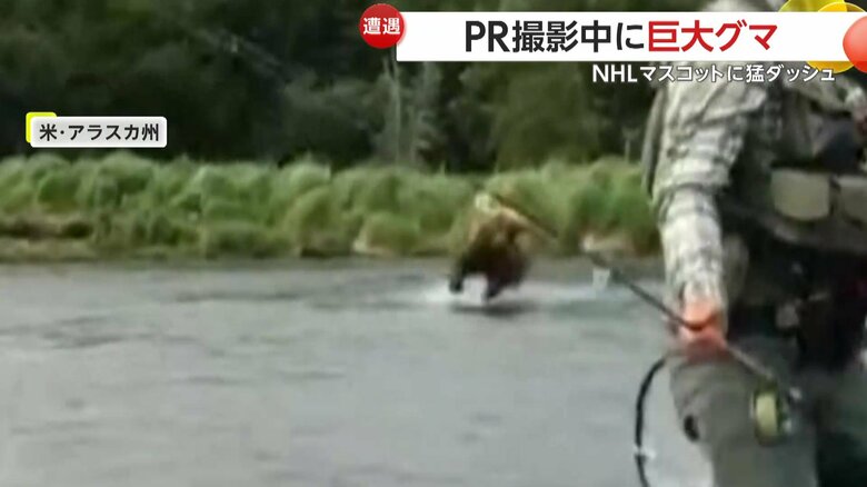 マスコット「ブイ」に猛ダッシュしてきたクマ