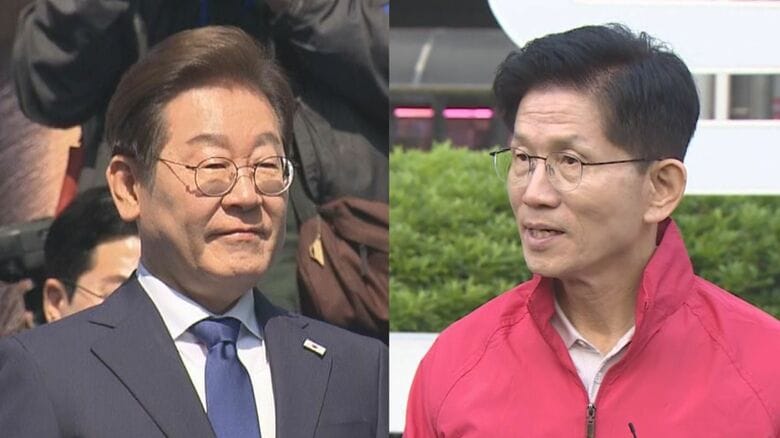 左：「共に民主党」の李在明氏　右：「国民の力」の金文洙氏
