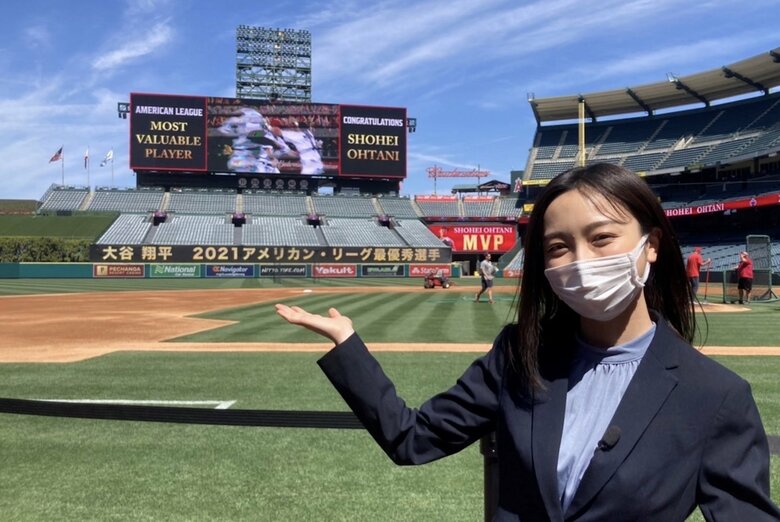 スタジアムの電光掲示板には、2021年MVP獲得の表示があった