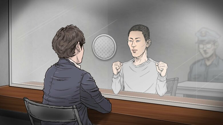 接見時の酒井佑太被告（イラスト：石井克昌）