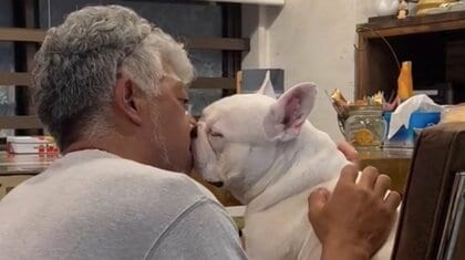 「ドラマのキスシーンより素敵」ふと見たら飼い主の夫と愛犬が熱烈な愛情表現！どうしてこうなったのか状況を聞いた