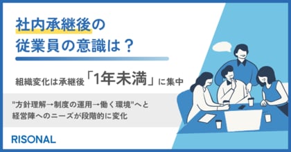 社内承継後の従業員、80%が新経営体制への信頼を示す。期待と不安が入り混じる承継1年未満には、「方針・評価の情報共有」や「対話の設計」などに対する外部支援のニーズあり