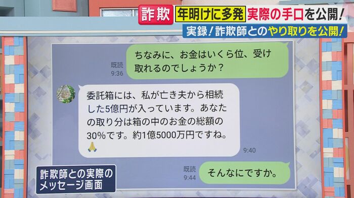詐欺師との実際のメッセージ画面