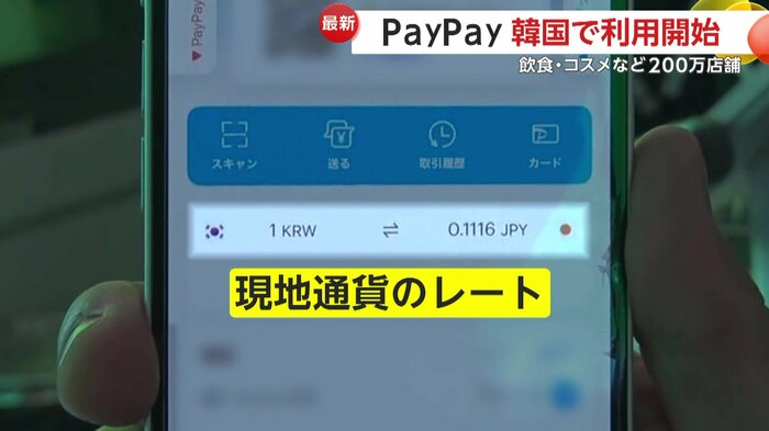 日本円と韓国ウォンのレートが表記される