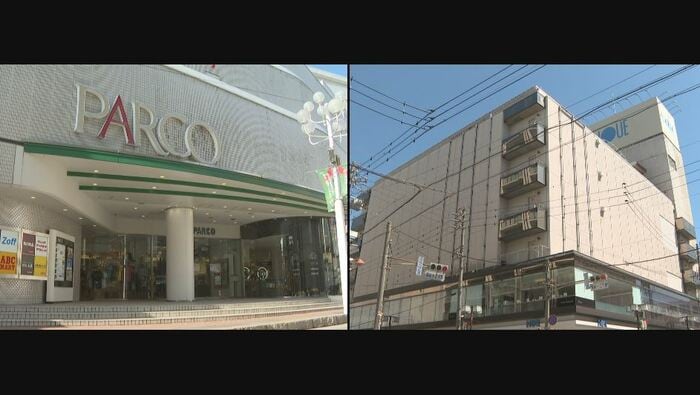 左:2月末閉店の松本パルコ 右:3月末閉店の井上百貨店本店