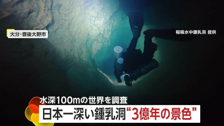 “3億年前の世界”を撮影　大分の「稲積水中鍾乳洞」で潜水調査　水深97.4mの地点まで到達「とても感動」｜FNNプライムオンライン