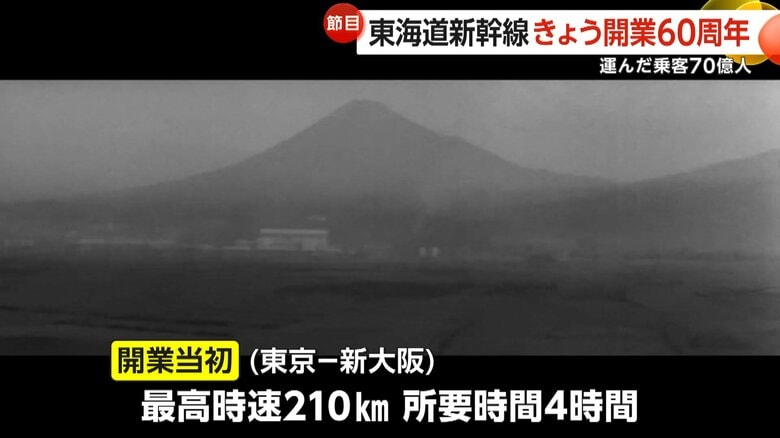 開業当初は最高時速210kmで、東京ー新大阪が4時間かかっていた
