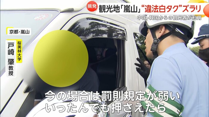 一斉検問を行う警察官