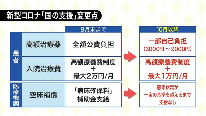 新型コロナに関する10月以降の国の医療提供体制変更点