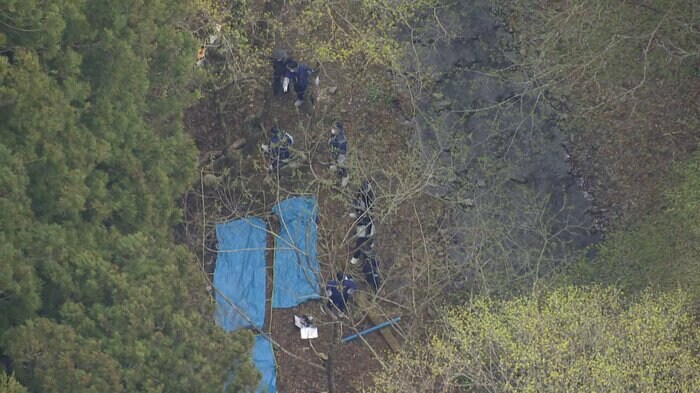遺体発見現場のすぐそばには川が流れている 栃木・那須町