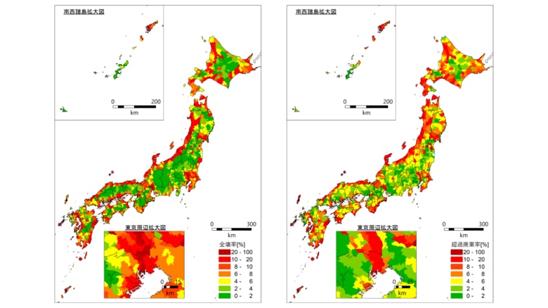 自然災害による超過廃業事業所数は35年間で約33,000事業所