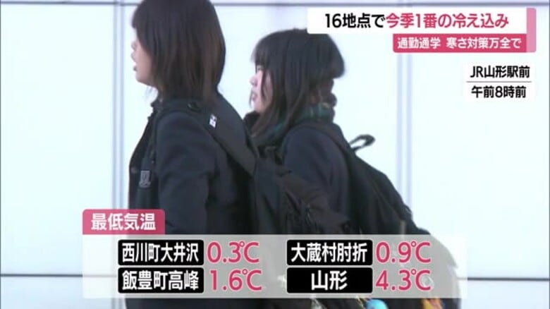 ＜天気＞各地で今シーズン1番の冷え込み　西川町大井沢0.3℃・大蔵村肘折0.9℃　朝冷え込む　山形｜FNNプライムオンライン