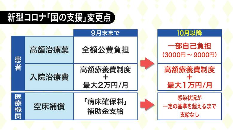 新型コロナに関する10月以降の国の医療提供体制変更点