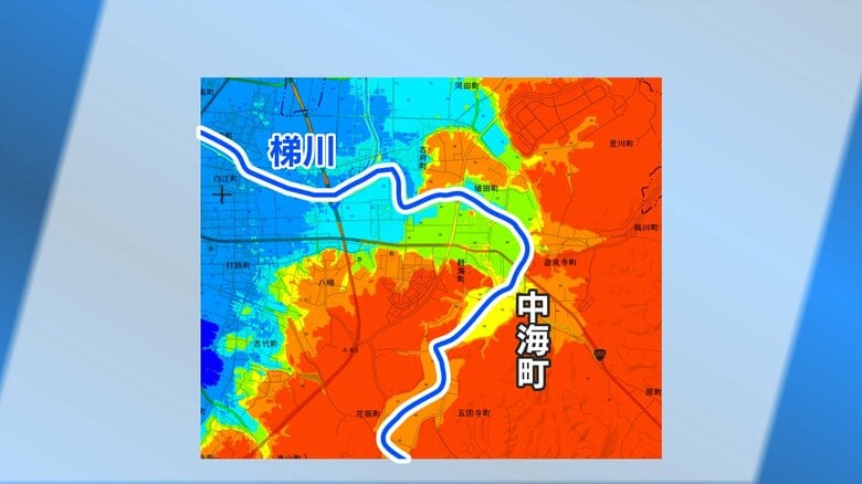 中海地区で川が急に湾曲している