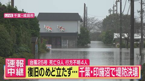 「水が引かないと何もできない」印旛沼・堤防決壊で65年の歴史ある養魚場が浸水　錦鯉など約10万匹が“逃げ出し”被害総額は10億円にも　養魚場の代表「魚の回収ほぼ不可能」 復旧見通し立たず