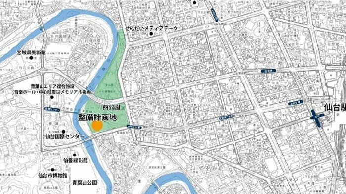 予定地は仙台市青葉区桜ケ丘公園の西公園(仙台市の素案資料より)