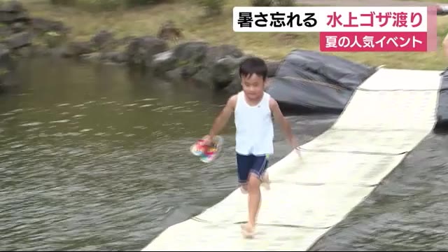 夏恒例の“水上ゴザ渡り” 今年も盛況 子供たちが駆け抜ける 静岡・富士市