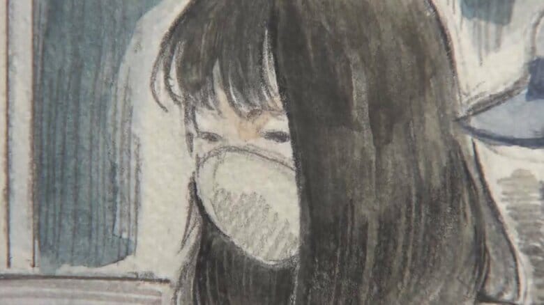 菜々美被告（2日の法廷内イラスト）