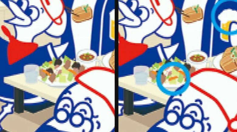 「間違い探し」の答え「具材が違う」