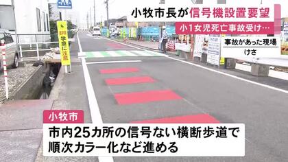 横断歩道で小学1年の女の子が死亡…事故現場となった交差点への信号機設置などを市が警察に要望 愛知県小牧市