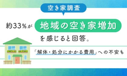 【空き家調査】約33%が地域の空き家増加を感じると回答。「解体・処分にかかる費用」への不安も