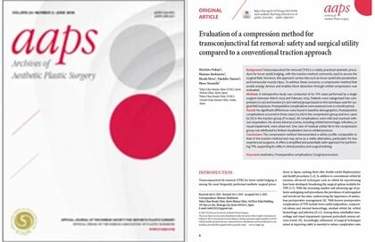 TCB中上勝一朗医師らの研究が国際学術誌「Archives of Aesthetic Plastic Surgery」に掲載。経結膜脱脂術における新アプローチ圧迫法の安全性と有用性を検証。