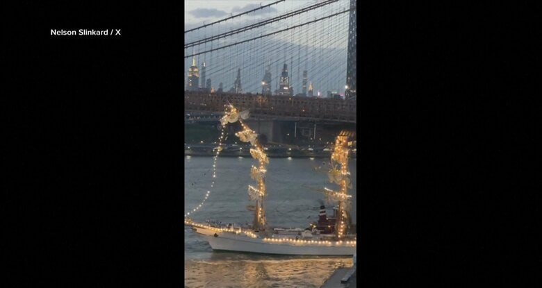 メキシコ海軍の船がブルックリン橋に衝突　4人重傷　アメリカ・ニューヨーク｜FNNプライムオンライン