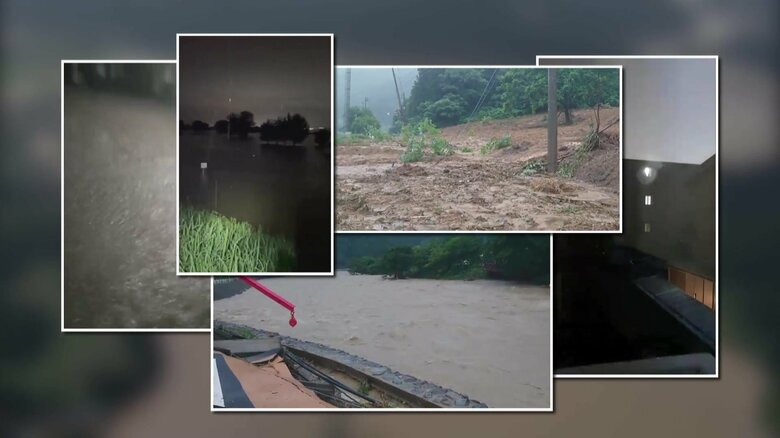 「死んじゃうかと思った」SNS映像で見る山形大雨被害…生死を分けた瞬間　深夜に子ども5人と濁流かき分け避難…つり橋崩落も｜FNNプライムオンライン