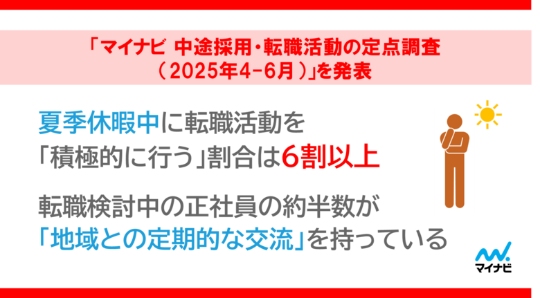 「マイナビ 中途採用・転職活動の定点調査（2025年4-6月）」を発表
