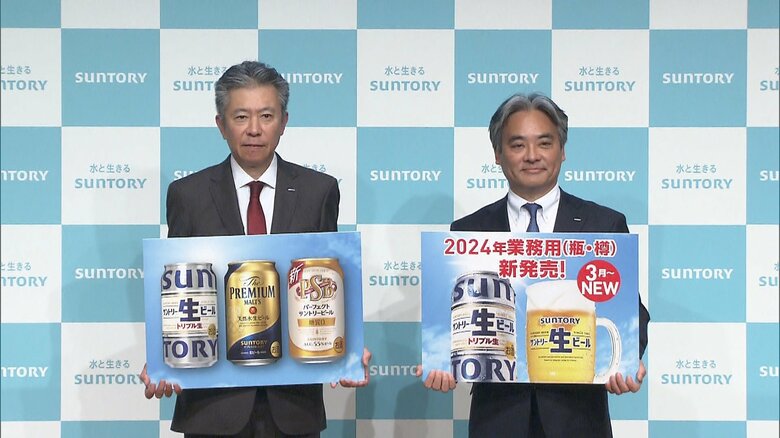 サントリー・鳥井信宏社長（左）と多田寅ビールカンパニー社長（右）