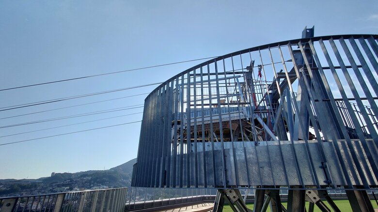 スタート台は高さ約60ｍの「スタジアムシティ・ノース」の屋上