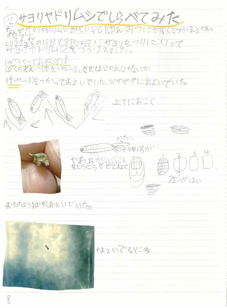 8ペ－ジ目（サヨリヤドリムシでしらべてみた・泳ぎ方）