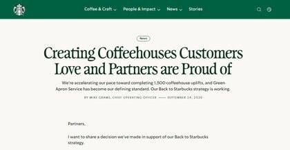 「スターバックス」北米で約250店舗を週内にも閉鎖へ　収益改善見込めず　従業員は配置転換へ