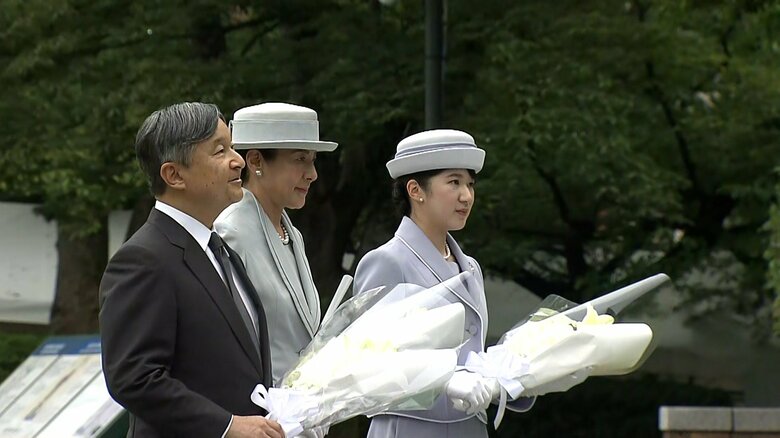 愛子さまも花束を手に…天皇ご一家が長崎の原爆落下中心地碑に献花し深く拝礼　戦後80年の慰霊の旅のしめくくり｜FNNプライムオンライン