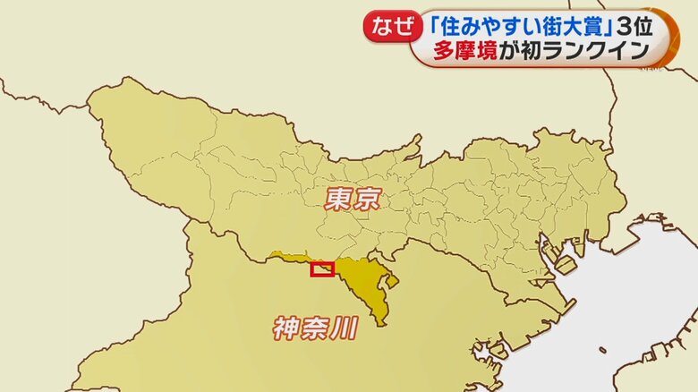 「多摩境」は東京都と神奈川県の境、町田市の駅