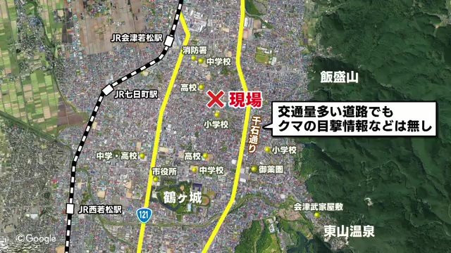 人の目が多い場所でクマの目撃情報はなかった