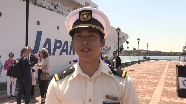 「救難業務に携わりたい」と答えた実習生の稲多蛍輝さん