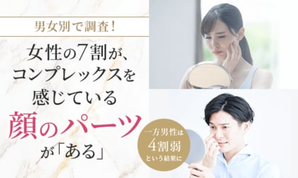 【男女別で調査!】女性の7割が、コンプレックスを感じている顔のパーツが「ある」一方男性は4割弱という結果に