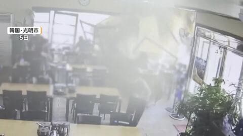 「何かが破裂するような音」トラックと車が衝突　ランチタイム真っ最中のスープ店に突っ込む　運転手や客ら12人重軽傷　韓国