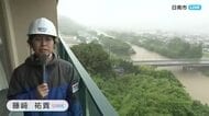【台風中継】日南市酒谷川で徐々に水位上がる　宿泊施設に自主避難する人も