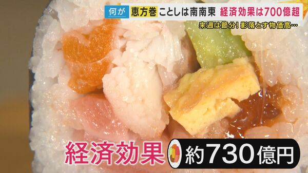 『恵方巻』の経済効果は約730億円　その裏側で16億円の食品ロス　“1万円超え恵方巻”や米も海苔も使わない『タコス恵方巻』も登場｜FNNプライムオンライン