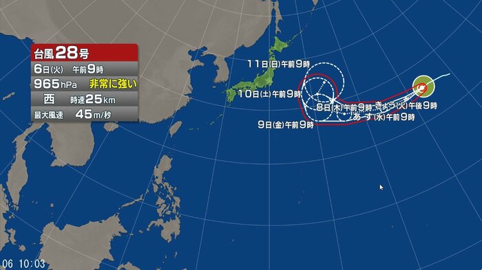 台風28号の進路予想図