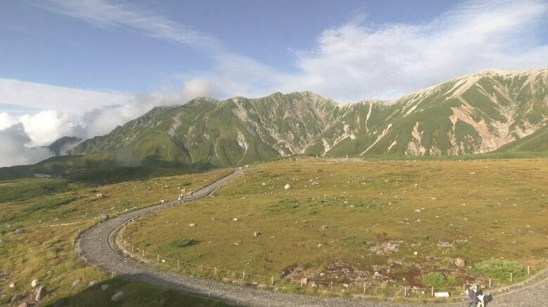情報カメラに映り込む「観光客の目の前を横切るクマ」　立山室堂で成獣とみられるツキノワグマ目撃で登山道の使用を制限｜FNNプライムオンライン