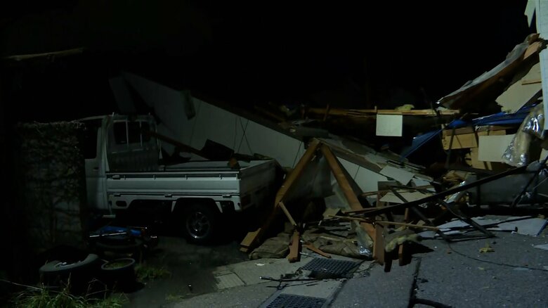 倒壊した建物（石川・輪島市）