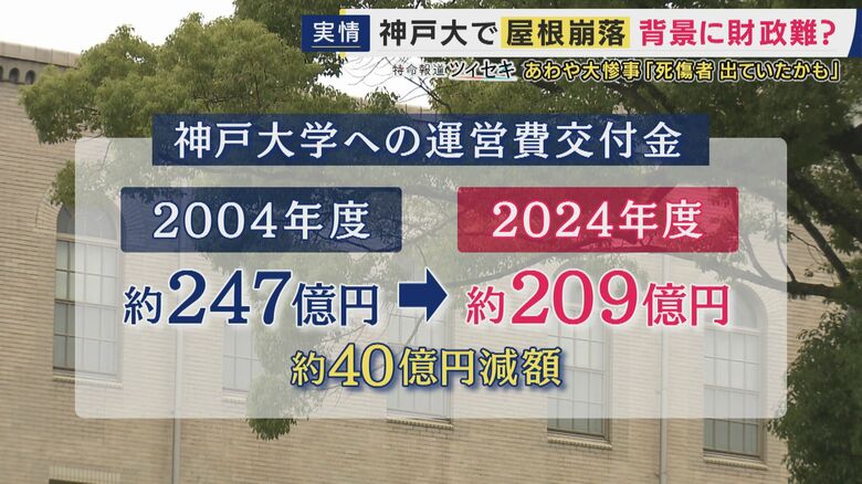 国からの運営費交付金は大幅に減少